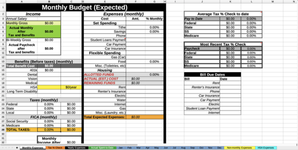 Free template Personal Budget (bi-monthly paychecks) valid for LibreOffice, OpenOffice, Microsoft Word, Excel, Powerpoint and Office 365