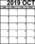 Free download Printable October 2019 Calendar DOC, XLS or PPT template free to be edited with LibreOffice online or OpenOffice Desktop online