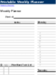 Free download Printable Weekly Planner DOC, XLS or PPT template free to be edited with LibreOffice online or OpenOffice Desktop online