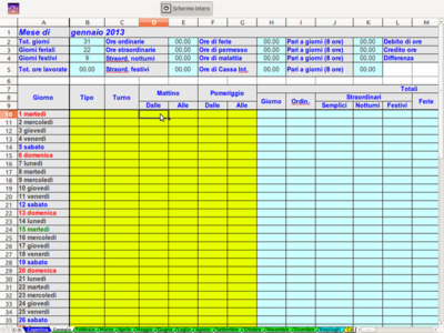 Free download Registro ore e turni di lavoro DOC, XLS or PPT template free to be edited with LibreOffice online or OpenOffice Desktop online