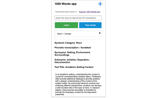 1000 Words from Chrome web store to be run with OffiDocs Chromium online 1000 Words from Chrome web store to be run with OffiDocs Chromium online