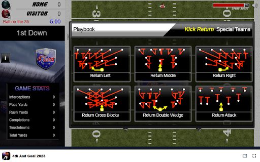 4th And Goal 2023 Game Lead your team to victory! from Chrome web store to be run with OffiDocs Chromium online 4th And Goal 2023 Game Lead your team to victory! from Chrome web store to be run with OffiDocs Chromium online