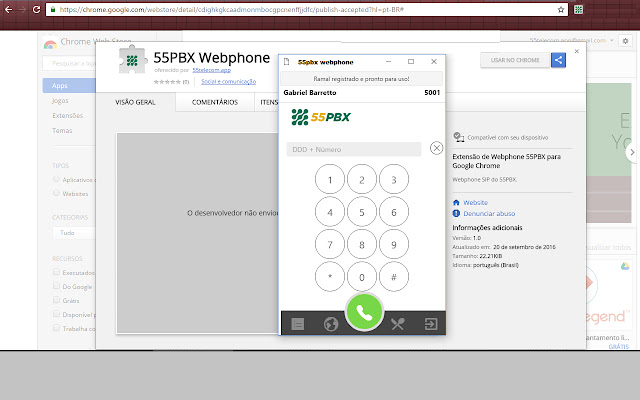 55PBX Web Softphone Grátis para PABX Virtual from Chrome web store to be run with OffiDocs Chromium online 55PBX Web Softphone Grátis para PABX Virtual from Chrome web store to be run with OffiDocs Chromium online