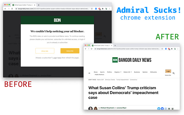 Admiral Sucks! from Chrome web store to be run with OffiDocs Chromium online Admiral Sucks! from Chrome web store to be run with OffiDocs Chromium online