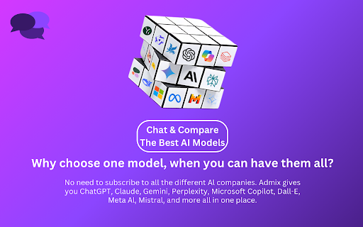 Admix Chat and compare your mix of AI models all at once from Chrome web store to be run with OffiDocs Chromium online Admix Chat and compare your mix of AI models all at once from Chrome web store to be run with OffiDocs Chromium online