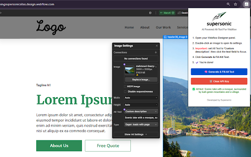 AI Powered Alt Text For Webflow Supersonic from Chrome web store to be run with OffiDocs Chromium online AI Powered Alt Text For Webflow Supersonic from Chrome web store to be run with OffiDocs Chromium online