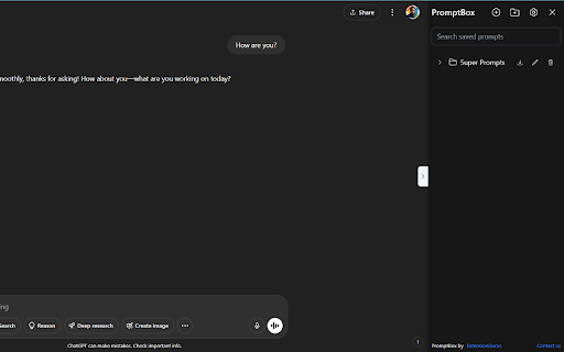 AI PromptBox: Save your prompts on ChatGPT, Claude, Gemini and DeepSeek! from Chrome web store to be run with OffiDocs Chromium online AI PromptBox: Save your prompts on ChatGPT, Claude, Gemini and DeepSeek! from Chrome web store to be run with OffiDocs Chromium online