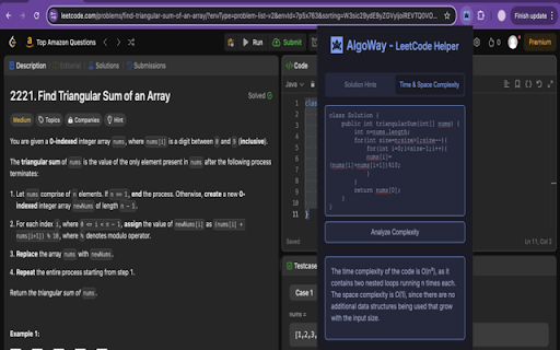 AlgoWay: LeetCode Helper (Hints Complexity) from Chrome web store to be run with OffiDocs Chromium online AlgoWay: LeetCode Helper (Hints Complexity) from Chrome web store to be run with OffiDocs Chromium online