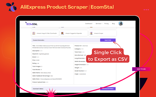 AliEx Product Scraper | Ecomstal from Chrome web store to be run with OffiDocs Chromium online AliEx Product Scraper | Ecomstal from Chrome web store to be run with OffiDocs Chromium online
