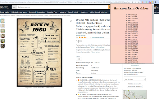 Amazon Asin Grabber from Chrome web store to be run with OffiDocs Chromium online Amazon Asin Grabber from Chrome web store to be run with OffiDocs Chromium online