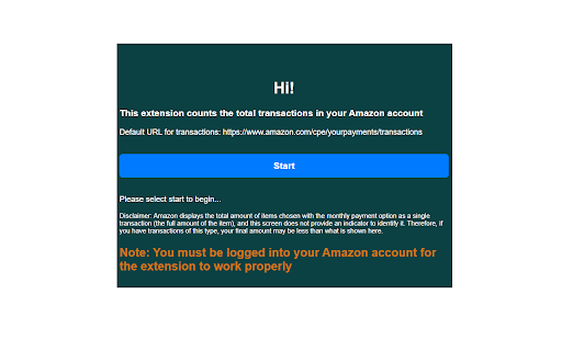 Amazon Counter Transactions from Chrome web store to be run with OffiDocs Chromium online Amazon Counter Transactions from Chrome web store to be run with OffiDocs Chromium online