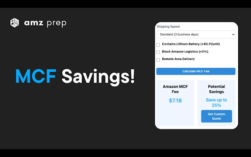 Amazon Multi Channel Fullfillment (MCF) Fee Calculator by AMZ Prep from Chrome web store to be run with OffiDocs Chromium online Amazon Multi Channel Fullfillment (MCF) Fee Calculator by AMZ Prep from Chrome web store to be run with OffiDocs Chromium online