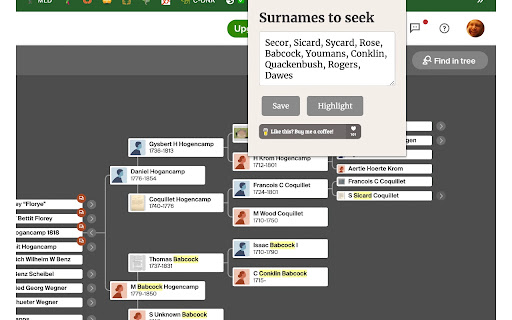 Ancestor Surname Highlighter from Chrome web store to be run with OffiDocs Chromium online Ancestor Surname Highlighter from Chrome web store to be run with OffiDocs Chromium online