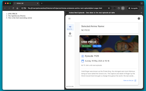 Anime Next Episode See when is the next episode air date from Chrome web store to be run with OffiDocs Chromium online Anime Next Episode See when is the next episode air date from Chrome web store to be run with OffiDocs Chromium online