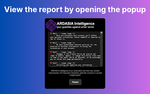 ARDASIA Intelligence BÊTA from Chrome web store to be run with OffiDocs Chromium online ARDASIA Intelligence BÊTA from Chrome web store to be run with OffiDocs Chromium online