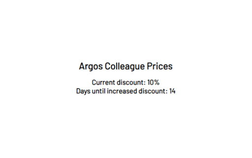 Argos Colleague Prices from Chrome web store to be run with OffiDocs Chromium online Argos Colleague Prices from Chrome web store to be run with OffiDocs Chromium online