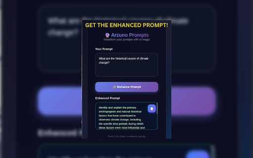 Arzuno Prompts from Chrome web store to be run with OffiDocs Chromium online Arzuno Prompts from Chrome web store to be run with OffiDocs Chromium online