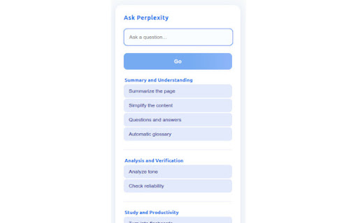 Ask Perplexity from Chrome web store to be run with OffiDocs Chromium online Ask Perplexity from Chrome web store to be run with OffiDocs Chromium online