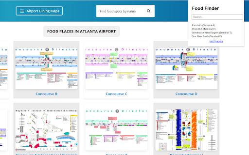 Atlanta Airport Food Finder from Chrome web store to be run with OffiDocs Chromium online Atlanta Airport Food Finder from Chrome web store to be run with OffiDocs Chromium online