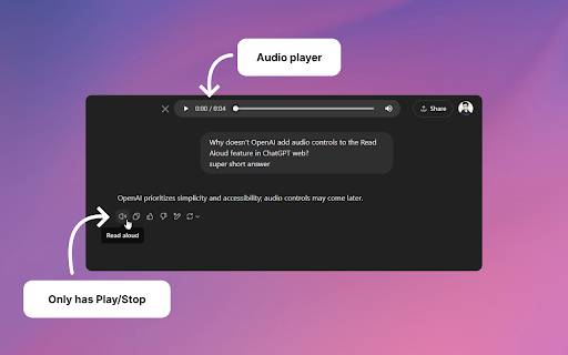 Audio Player for ChatGPT from Chrome web store to be run with OffiDocs Chromium online Audio Player for ChatGPT from Chrome web store to be run with OffiDocs Chromium online