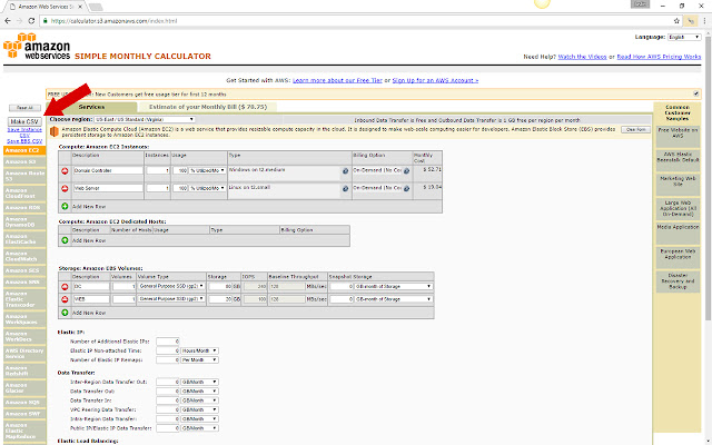 AWS Cost Calculator CSV Export from Chrome web store to be run with OffiDocs Chromium online AWS Cost Calculator CSV Export from Chrome web store to be run with OffiDocs Chromium online