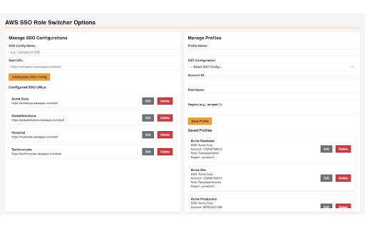 AWS Role Switcher from Chrome web store to be run with OffiDocs Chromium online AWS Role Switcher from Chrome web store to be run with OffiDocs Chromium online