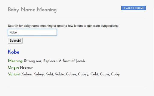 Baby Name Meaning from Chrome web store to be run with OffiDocs Chromium online Baby Name Meaning from Chrome web store to be run with OffiDocs Chromium online