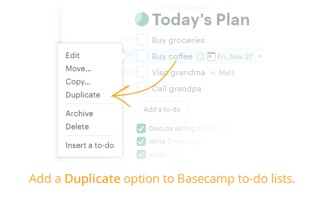 Basecamp To Do Duplicator from Chrome web store to be run with OffiDocs Chromium online Basecamp To Do Duplicator from Chrome web store to be run with OffiDocs Chromium online