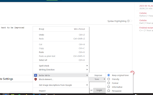 Better Write from Chrome web store to be run with OffiDocs Chromium online Better Write from Chrome web store to be run with OffiDocs Chromium online