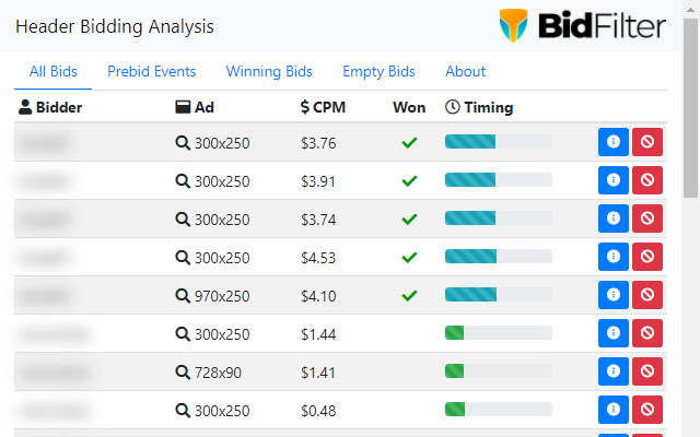 BidFilter Header Bidding Analysis from Chrome web store to be run with OffiDocs Chromium online BidFilter Header Bidding Analysis from Chrome web store to be run with OffiDocs Chromium online