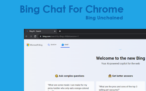 Bing Chat For Chrome Bing Unchained from Chrome web store to be run with OffiDocs Chromium online Bing Chat For Chrome Bing Unchained from Chrome web store to be run with OffiDocs Chromium online