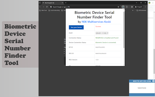 Biometric Device Serial Number Finder Tool from Chrome web store to be run with OffiDocs Chromium online Biometric Device Serial Number Finder Tool from Chrome web store to be run with OffiDocs Chromium online