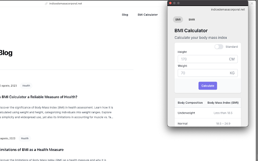 BMI and BMR calculator from Chrome web store to be run with OffiDocs Chromium online BMI and BMR calculator from Chrome web store to be run with OffiDocs Chromium online