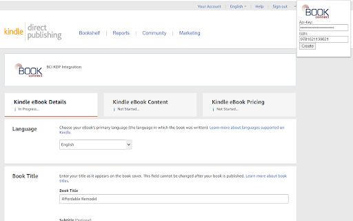 Book Connect Kdp Integrator from Chrome web store to be run with OffiDocs Chromium online Book Connect Kdp Integrator from Chrome web store to be run with OffiDocs Chromium online