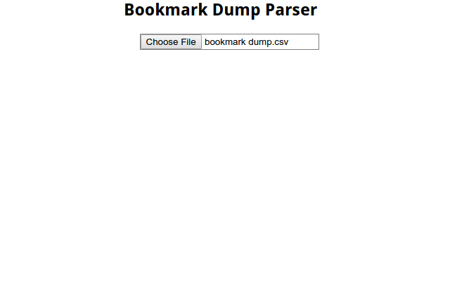 Bookmark Dump Parser from Chrome web store to be run with OffiDocs Chromium online Bookmark Dump Parser from Chrome web store to be run with OffiDocs Chromium online