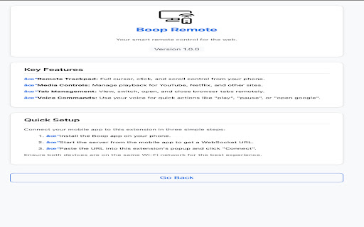 Boop Remote from Chrome web store to be run with OffiDocs Chromium online Boop Remote from Chrome web store to be run with OffiDocs Chromium online