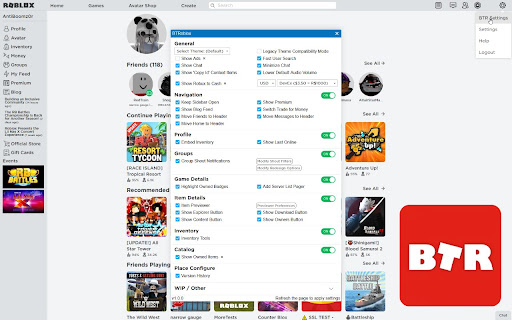 BTRoblox Plus Upgrade Your Roblox from Chrome web store to be run with OffiDocs Chromium online BTRoblox Plus Upgrade Your Roblox from Chrome web store to be run with OffiDocs Chromium online