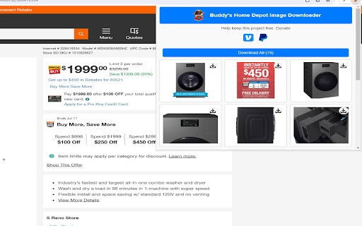 Buddys Home Depot Image Downloader from Chrome web store to be run with OffiDocs Chromium online Buddys Home Depot Image Downloader from Chrome web store to be run with OffiDocs Chromium online