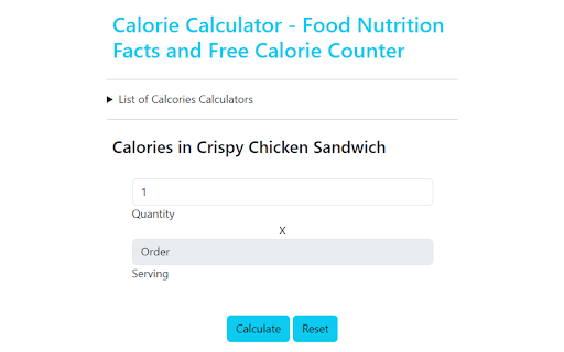 Calorie Calculator Food Nutrition Facts from Chrome web store to be run with OffiDocs Chromium online Calorie Calculator Food Nutrition Facts from Chrome web store to be run with OffiDocs Chromium online