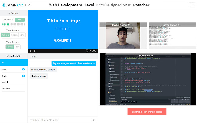 Camp K12 Screen Sharing from Chrome web store to be run with OffiDocs Chromium online Camp K12 Screen Sharing from Chrome web store to be run with OffiDocs Chromium online