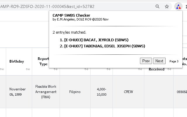 CAMP SBWS Checker from Chrome web store to be run with OffiDocs Chromium online CAMP SBWS Checker from Chrome web store to be run with OffiDocs Chromium online