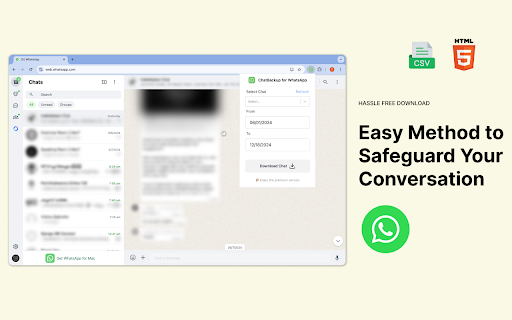ChatBackup for WhatsApp Download WhatsApp chat history from PC from Chrome web store to be run with OffiDocs Chromium online ChatBackup for WhatsApp Download WhatsApp chat history from PC from Chrome web store to be run with OffiDocs Chromium online