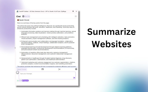 ChatGPT Sidebar GPT 4o, Claude3, AI Video Generator AI Tools: ChatMove from Chrome web store to be run with OffiDocs Chromium online ChatGPT Sidebar GPT 4o, Claude3, AI Video Generator AI Tools: ChatMove from Chrome web store to be run with OffiDocs Chromium online