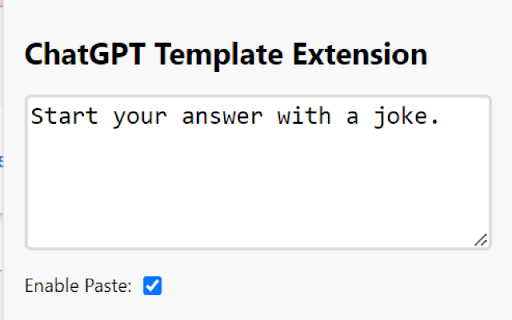 ChatGPT Template Paster from Chrome web store to be run with OffiDocs Chromium online ChatGPT Template Paster from Chrome web store to be run with OffiDocs Chromium online