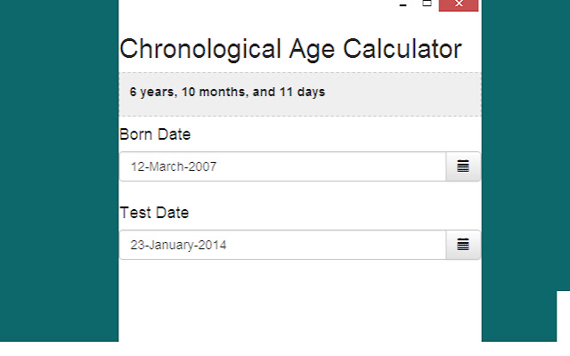 Chronological Age Calculator from Chrome web store to be run with OffiDocs Chromium online Chronological Age Calculator from Chrome web store to be run with OffiDocs Chromium online