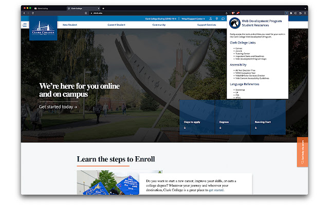 Clark College Web Development from Chrome web store to be run with OffiDocs Chromium online Clark College Web Development from Chrome web store to be run with OffiDocs Chromium online