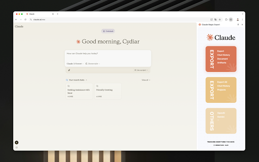 Claude Magic Export from Chrome web store to be run with OffiDocs Chromium online Claude Magic Export from Chrome web store to be run with OffiDocs Chromium online