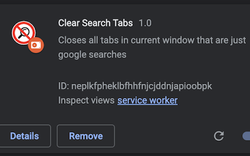 Clear Search Tabs from Chrome web store to be run with OffiDocs Chromium online Clear Search Tabs from Chrome web store to be run with OffiDocs Chromium online