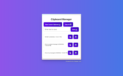 ClipSnap: Your Clipboard’s Best Friend from Chrome web store to be run with OffiDocs Chromium online ClipSnap: Your Clipboard’s Best Friend from Chrome web store to be run with OffiDocs Chromium online