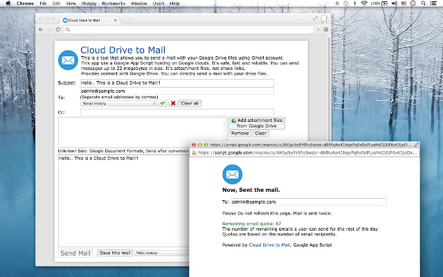 Cloud Drive to Mail from Chrome web store to be run with OffiDocs Chromium online Cloud Drive to Mail from Chrome web store to be run with OffiDocs Chromium online